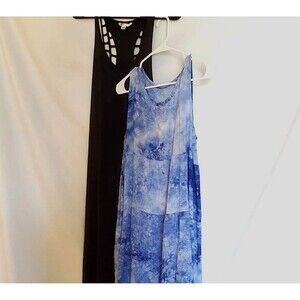 2 Summer Dresses, Volcom Play Along Black Coverup & Blue TieDyed, Size M